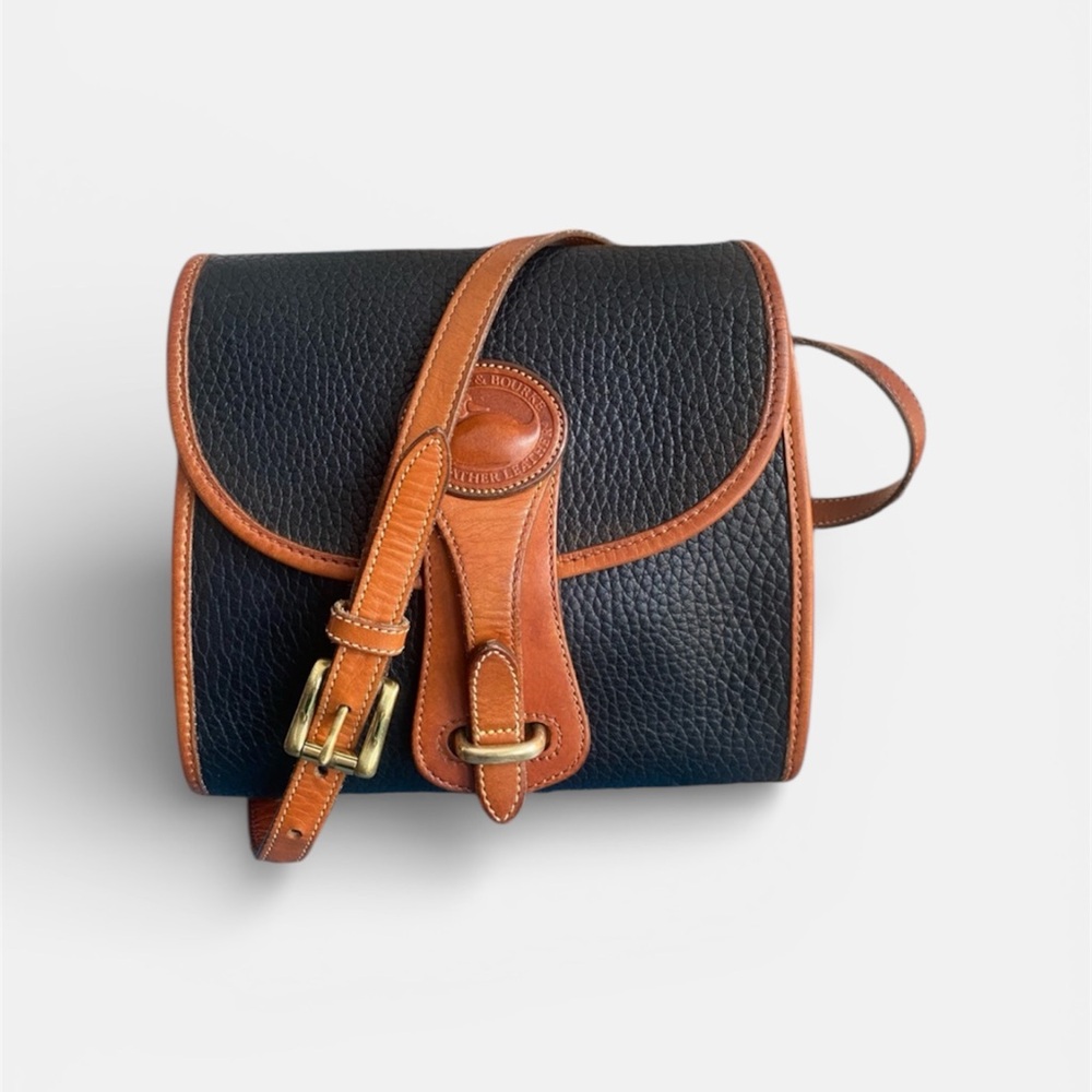 Vintage Dooney & Bourke Black and Tan Essex Bag leather duck